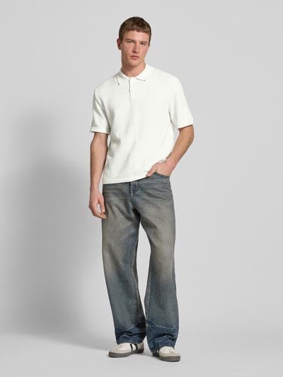 Redefined Rebel Regular Fit Poloshirt mit Strukturmuster Modell 'FERDINAND' Weiss 1