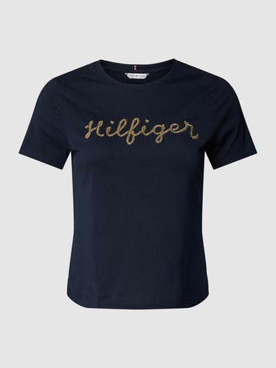 Tommy Hilfiger Curve T-shirt PLUS SIZE z detalami z logo Granatowy 2