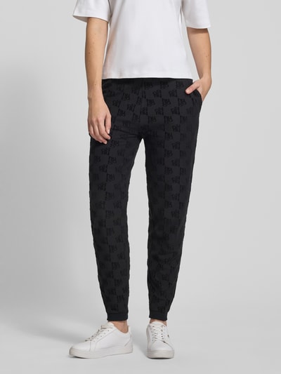 HUGO Slim fit sweatpants van katoenmix, model 'TERRYMONOGRAM' Zwart - 4