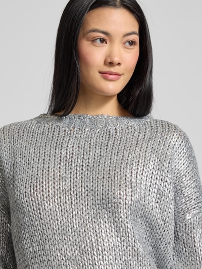 Rich & Royal Strickpullover mit Rundhalsausschnitt Silber 3