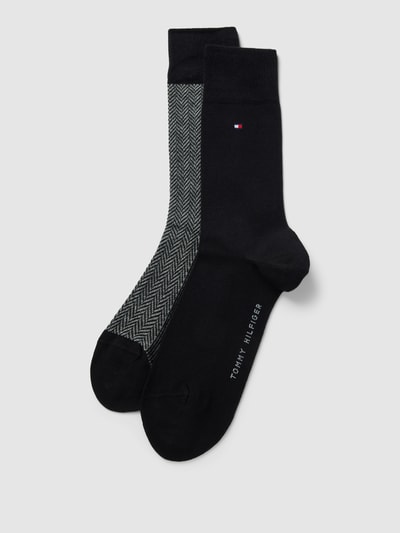 Tommy Hilfiger Socken mit Label-Details Modell 'Herringbone' im 2er-Pack Black 1