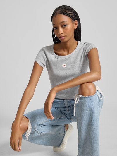 Calvin Klein Jeans T-shirt z naszywką z logo Jasnoszary melanż 3