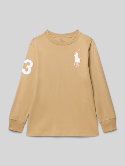 Polo Ralph Lauren Teens Bluzka z długim rękawem, wyhaftowanym logo i okrągłym dekoltem Beżowy 1