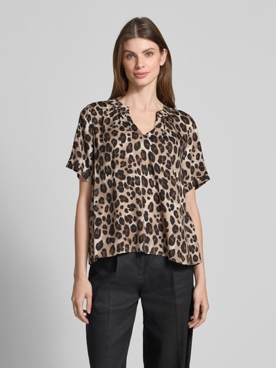 Smith and Soul Bluzka o kroju regular fit z wiskozy z dekoltem w serek Beżowy 4