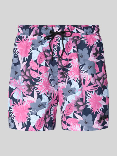 HUGO Regular Fit Badeshorts mit Allover-Muster Modell 'CALALA' Pink 1