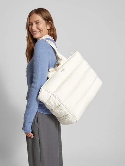 BOSS Tote bag met labelpatch, model 'Deva' Offwhite - 1