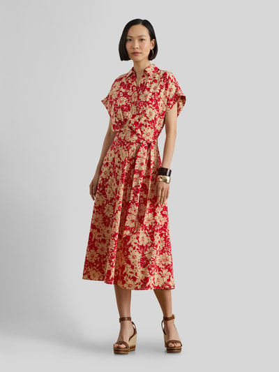 Lauren Ralph Lauren A-Linie Freizeitkleid mit abnehmbarem, materialgleichem Gürtel. Rostrot Melange 1