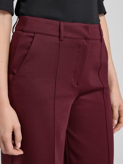 ICHI Wide leg stoffen broek met vaste persplooien, model 'KATE' Bordeaux - 3