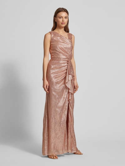 Adrianna Papell Abendkleid mit asymmetrischem V-Ausschnitt Rose Gold 1