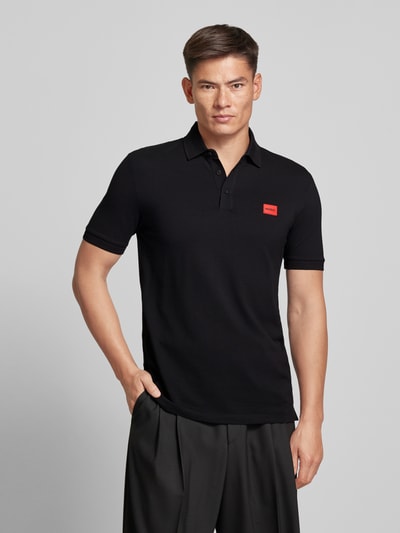 HUGO Poloshirt met labelpatch, model 'Dereso' Zwart - 4