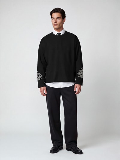 Don´t Waste Culture Sweatshirt mit Stickereiärmeln Modell 'ONA' Black 1