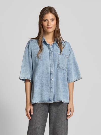 Mustang Oversized jeansblouse met lyocell en 1/2-mouwen, model 'Ella' Lichtblauw - 4