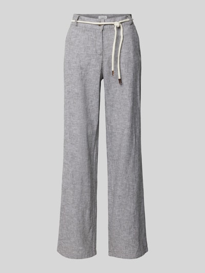 Christian Berg Woman Stoffen broek van linnenmix met strikceintuur Donkerblauw gemêleerd - 2
