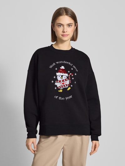 LeGer by Lena Gercke Sweatshirt met motiefstitching, model 'Viola' Zwart - 4