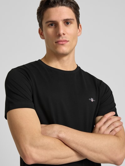 Gant Slim Fit T-Shirt mit Label-Stitching Black 3