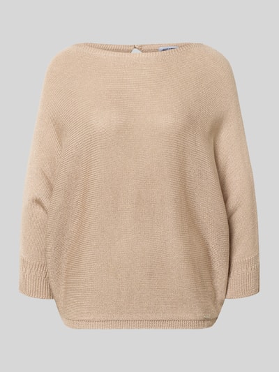 Produktfoto, Strickpullover mit 3/4-Arm von More & More in Beige, lockerer Schnitt, feine Strickstruktur, Rundhalsausschnitt, relaxed Fit