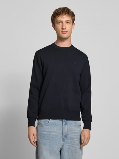 Replay Gebreide pullover met labelstitching Marineblauw - 4