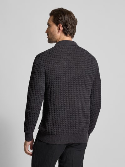 JAKE*S STUDIO MEN Gebreid jack met structuurmotief en polokraag Antraciet - 5