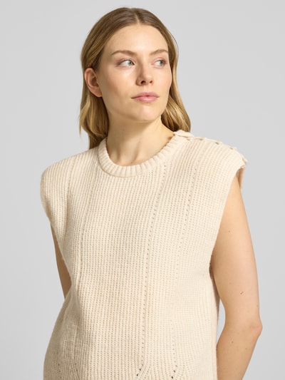 ICHI Pullunder mit gerippten Abschlüssen Modell 'PROVOKE' Offwhite 3