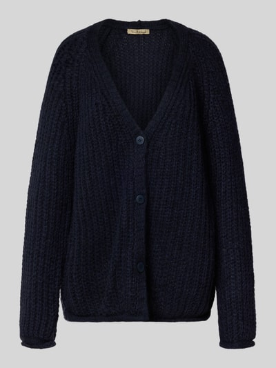 Smith and Soul Oversized gebreid cardigan met V-hals, model 'HAIRY' Marineblauw - 2