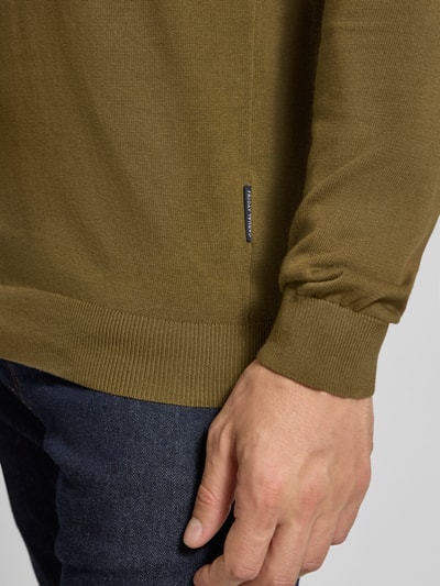 Casual Friday Gebreide pullover met ronde hals, model 'OSVALD' Olijfgroen - 3