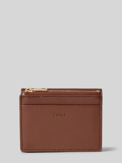 Productfoto, Portemonnee en kaartetui im Set aus leer Modell 'IRIDE' von FURLA met structuurpatroon in bruin, context dames accessoire