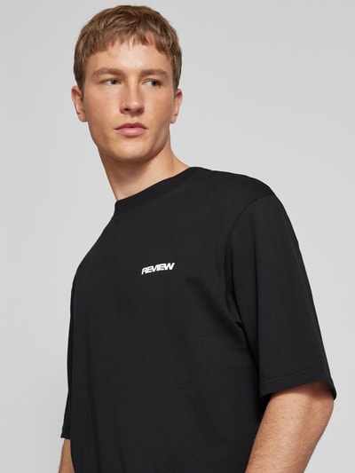 REVIEW Oversized T-Shirt mit Label-Print Black 3