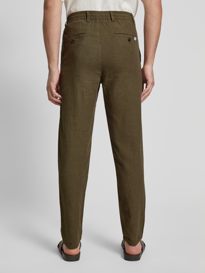 SELECTED HOMME Slim Tapered Fit Hose mit Leinen-Anteil Modell 'BRODY' Oliv 5