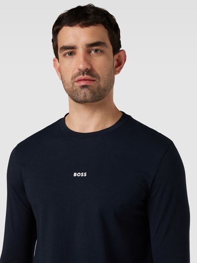 BOSS Orange Longsleeve mit Label-Print Modell 'Chark' Dunkelblau 3
