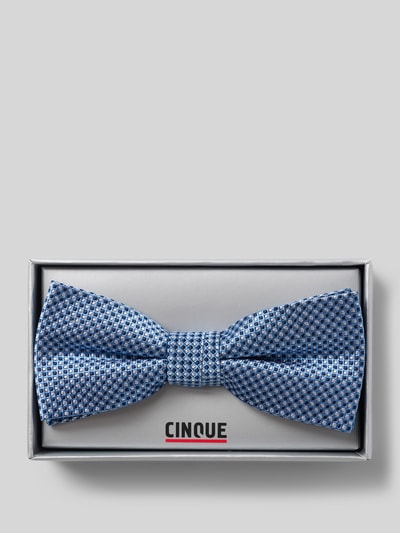 Produktfoto, Fliege aus reiner Seide Modell 'Simone' von CINQUE in Geschenkbox, blaues Strukturmuster, elegante Textur, Herren Accessoire