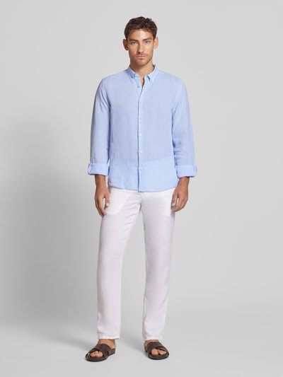 BOSS Regular Fit Leinenhemd mit Button-Down-Kragen Bleu 1