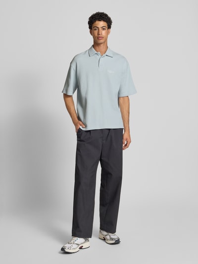 Pegador Oversized Poloshirt mit Strukturmuster Hellblau 1