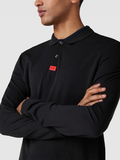 HUGO Poloshirt met lange mouwen, model 'Deresolo' Zwart - 3