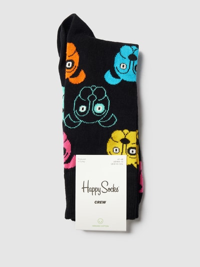 Happy Socks Sokken met all-over motief, model 'Dog' Zwart - 3