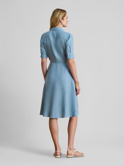 Lauren Ralph Lauren Knielanges Leinenkleid mit Bindegürtel Modell 'WAKANA' Hellblau 5