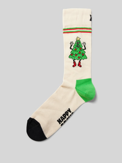 Happy Socks Socken mit Motiv-Stitching Modell 'Happy Tree' Offwhite 1