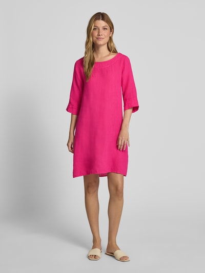 ZABAIONE Knielange jurk van puur linnen Felroze - 1