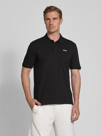 HUGO Poloshirt mit Label-Print Modell 'Donos' Black 4