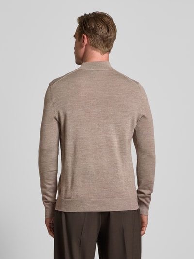 Christian Berg Men Gebreide pullover van een mix van merinowol met opstaande kraag Roodbruin gemêleerd - 5