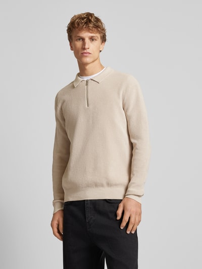 Only & Sons Strickpullover mit kurzem Reißverschluss Modell 'MATTEO' Beige 4