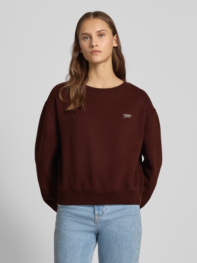 Tommy Jeans Relaxed Fit Sweatshirt aus Baumwoll-Mix Dunkelbraun 4