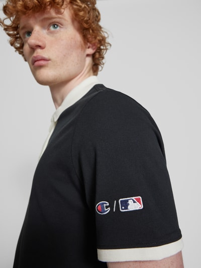 CHAMPION Poloshirt mit Label-Stitching Black 3