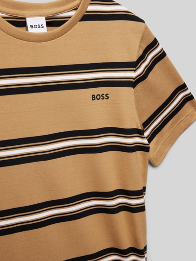 Boss T-shirt met labelprint Beige - 2