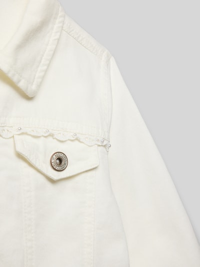 Happy Girls Regular Fit Jeansjacke mit Spitzenbordüre Ecru 2