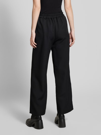 ZABAIONE Wide leg stoffen broek met vaste persplooien Zwart - 5