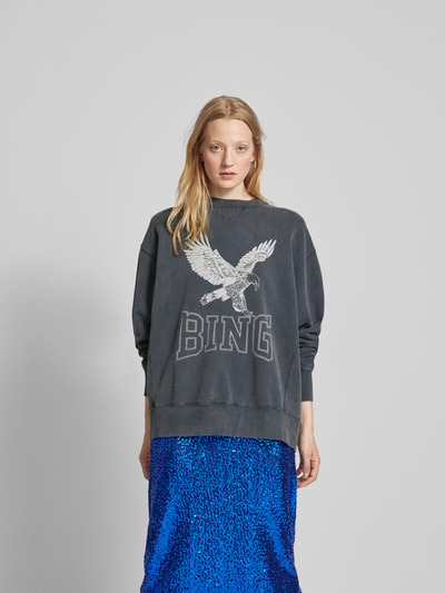 Anine Bing Oversized Sweatshirt mit Label-Print Dunkelgrau 4