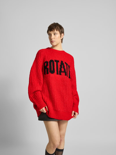 ROTATE Oversized Pullover mit Label-Print Dunkelrot 4