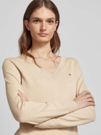 Tommy Hilfiger Strickpullover mit gerippten Abschlüssen Sand 3