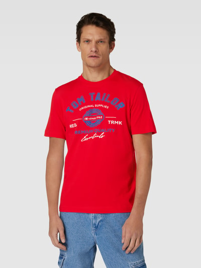 Tom Tailor T-shirt met labelprint en ronde hals Rood - 4