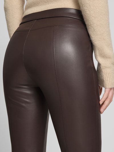 Raffaello Rossi Skinny fit broek in leerlook, model 'RESA' Donkerbruin - 3